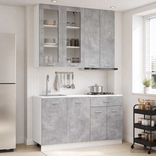 vidaXL Kjøkken enhet LYON 4 pcs Betonggrå Konstruert tre