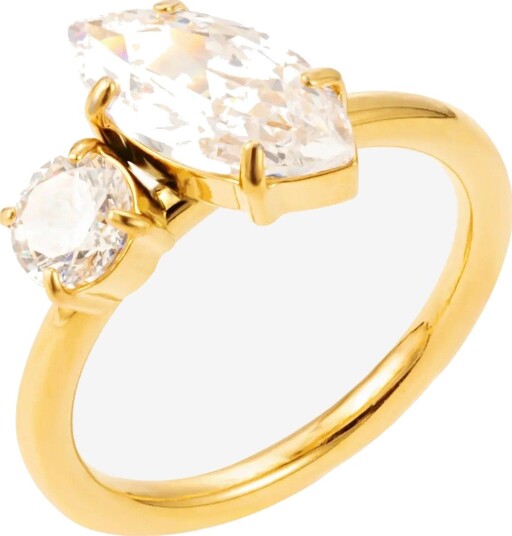 By Jolima Teardrop Double Ring GOLD One Size