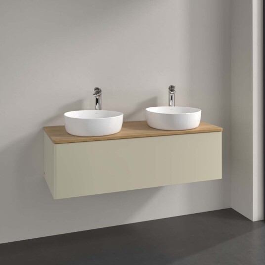 Villeroy & Boch Antao Servantskap med 1 skuff 120x50x36 cm m/lys Grå Matt/Eik Villeroy & Boch Antao Servantskap med 1 skuff 120x50x36 cm m/lys Grå Matt/Eik