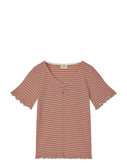Mads Nørgaard 2X2 Cotton Stripe Tiki Tee Red 128 Mads Nørgaard 2X2 Cotton Stripe Tiki Tee Red 128