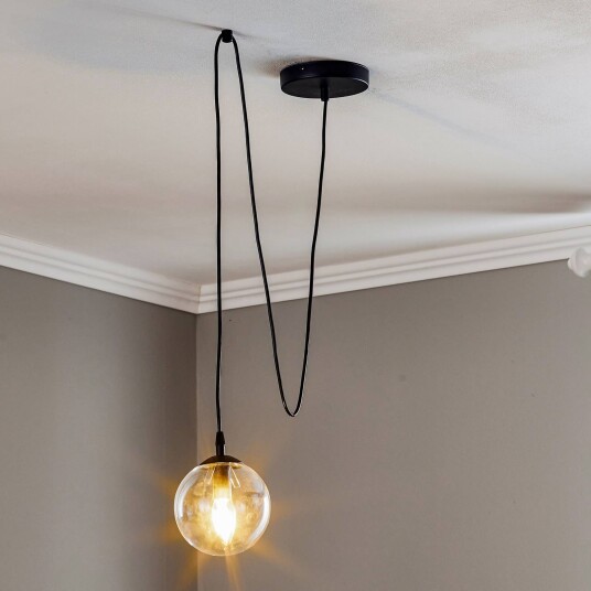 EMIBIG LIGHTING Glassy pendellampe desentralisert svart klart glass Ø 14cm