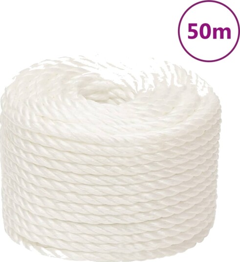 Arbeidstau hvit 14 mm 50 m polypropylen