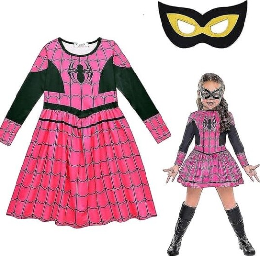 Halloween Spider Girl Kostyme med Maske