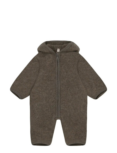 Huttelihut Pram Suit Wool Fleece   Brown   86