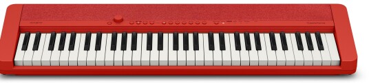 Casio CT S1 rødt digital piano med 61 anslagsfølbare tangenter. Med notebrett og strømforsyning inkludert. Leveres også i sort og hvitt