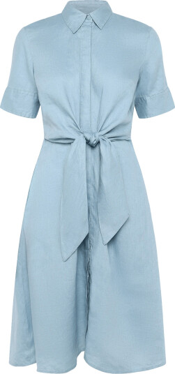 Lauren Ralph Lauren Tie Front Linen Shirtdress Blue 40