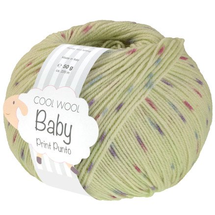 Lana Grossa Cool Wool baby Garn Print 372 Lysegrønn/Lyseblå/Orange/Lilla
