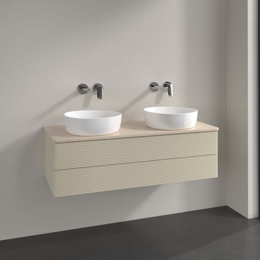 Villeroy & Boch Antao Servantskap med 2 skuffer 120x50x36 cm u/lys Grå Matt/Crème