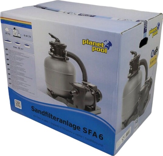 Sandfilterpumpe Planet Pool Monteringsplate 6 veis ventil L Filter Ø 400 mm Pumpe 8,0 m³/t L Filter Ø 400 mm Pumpe 8,0 m³/t