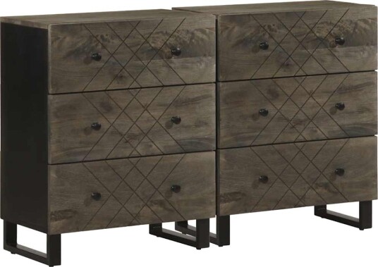 Skjenker 2 stk svart 60x33x75 cm heltre mango 8721158407771