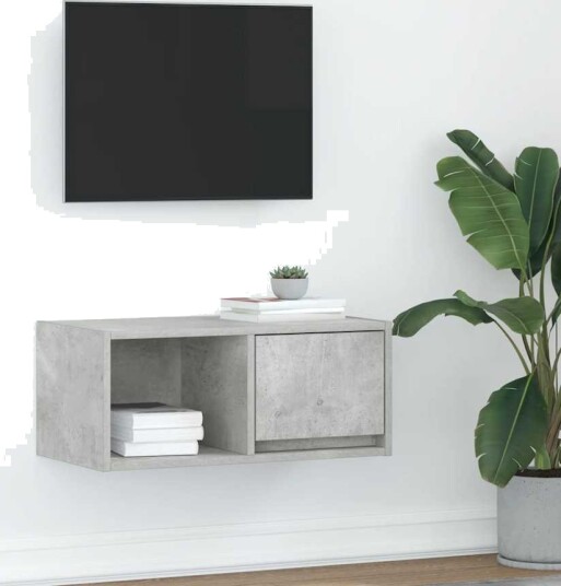 TV benk betonggrå 60x31x25,5 cm konstruert tre
