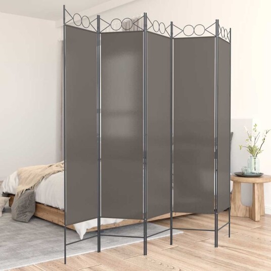 vidaXL Romdeler 5 paneler antrasitt 200x220 cm stoff