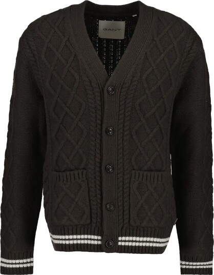 Gant Wool Blend Cable Knit Cardigan Brown XXL