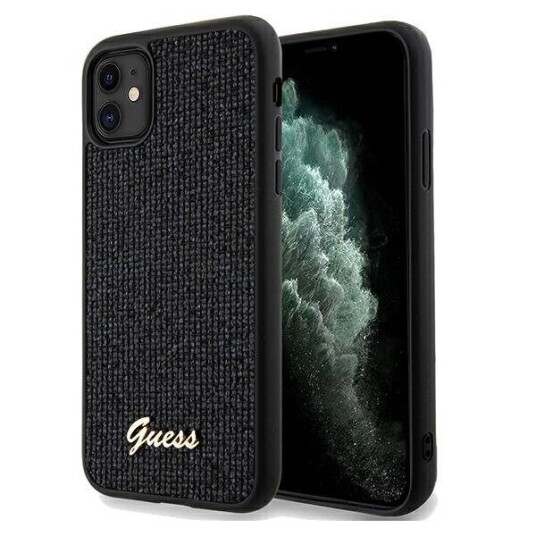 Guess Disco Metall Script Mobildeksel til iPhone 11/XR - Svart