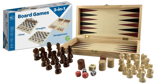 Sjakk, Backgammon, Dam 3 Spill I En I Tre