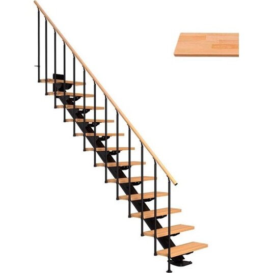Dolle Sydney Rett Trapp Svart 9005 classic Ii oljet Bøk 75 12 Loddrett Høyde 240 292cm