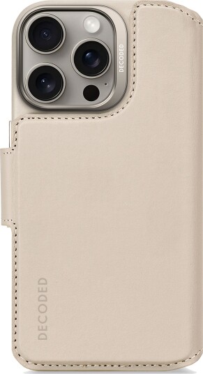 Decoded Lær Detachabel Lommebok til iPhone 16 Pro med MagSafe - Beige