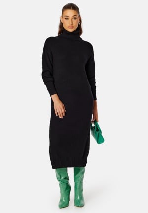 VILA Rill Roll Neck L/S Midi Dress Black Black - XXL VILA Rill Roll Neck L/S Midi Dress Black Black - XXL