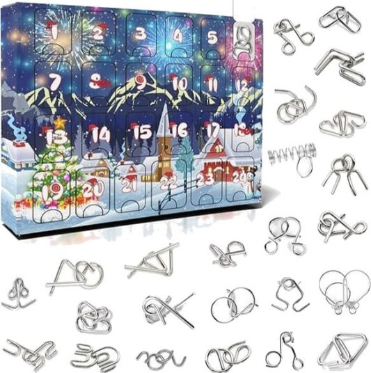 Hjernetrim Oppgaver Adventskalender 2025 Metallpuslespill Jule Nedtellingskalendere for Barn Voksen fra Ancient Wisdom