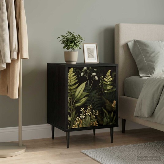 vidaXL Nattbordskap RHENEN Svart eik 36 x 33 x 51 cm Konstruert tre