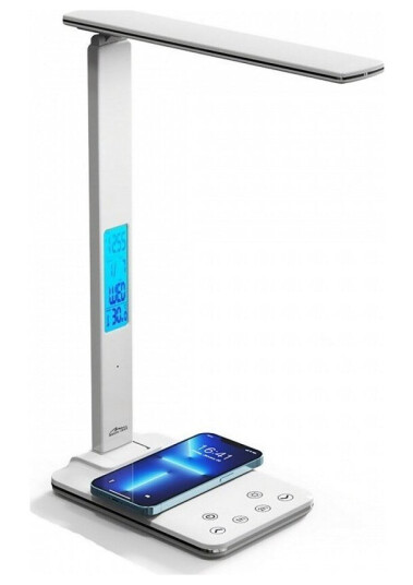 Media-Tech Skrivebordslampe Bordlampe Med Induktiv Lader Og Mt222 Led-Display