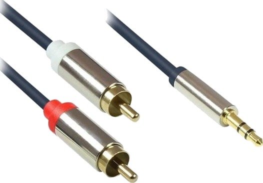 Lydtilkoblingskabel High-Quality 3,5 Mm Jackplugg Til 2X Rca-Plugg Helmetallkapsling Mørkeblå 2 M Good Connections Gc-M0059