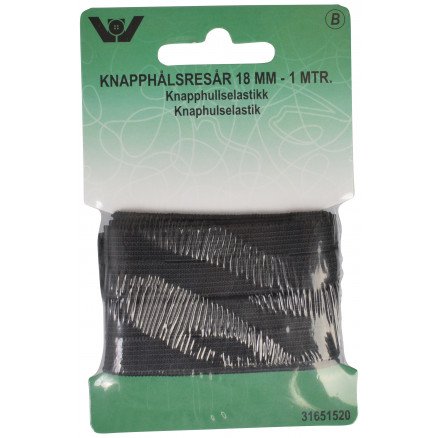 Vj Green Hull Elastikk Svart 18mm 1m