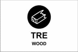KILDESORTERING " TRE" ENGELSK TEKST 30X20 1MM PVC