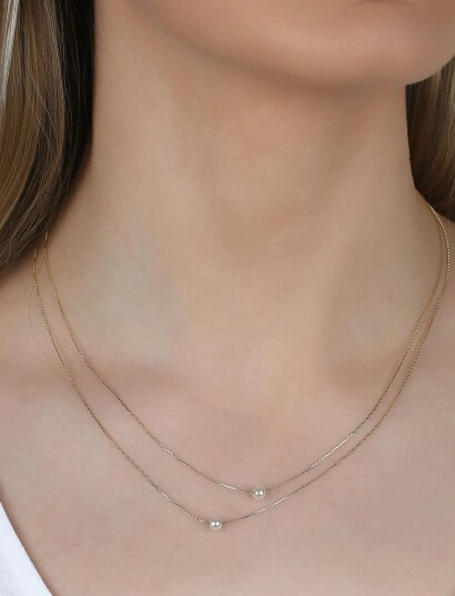 SNÖ of Sweden Karan Double Chain Neck 42 G/White 42Cm   Gold   ONE SIZE 42 cm