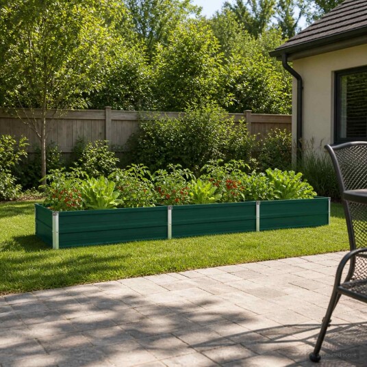 vidaXL Hevet Hagebed Grønn 240 x 80 x 24 cm kaldvalset stål