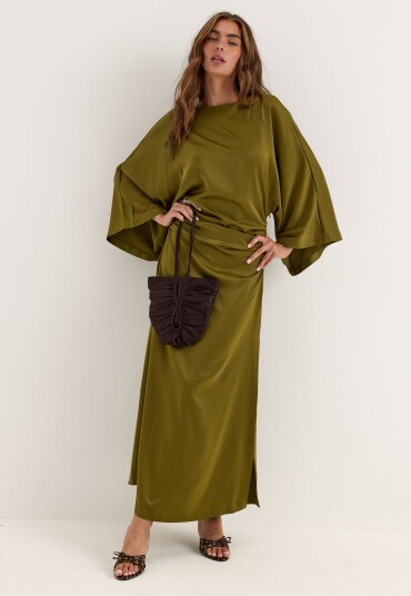 Bubbleroom Occasion Kimono Sleeve Satin Maxi Dress Bubbleroom Occasion Kimono Sleeve Satin Maxi Dress