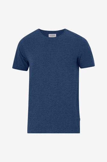 Lindbergh - T-shirt Mouliné O-neck Tee S/S - Blå Lindbergh - T-shirt Mouliné O-neck Tee S/S - Blå