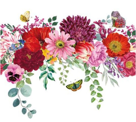 Lunsj serviett Blomsterkant m/sommerfugler fra Ambiente