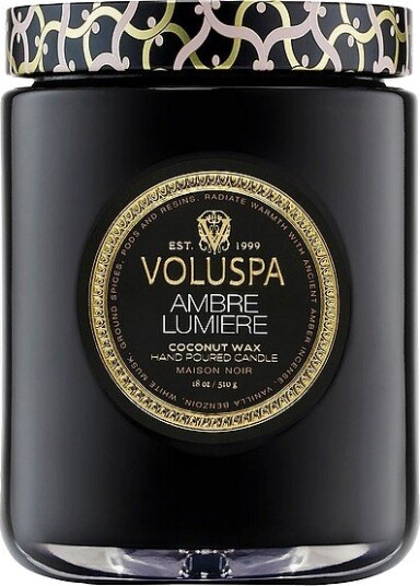 Voluspa Ambre Lumiere Large Glass Jar Candle 100H Svart