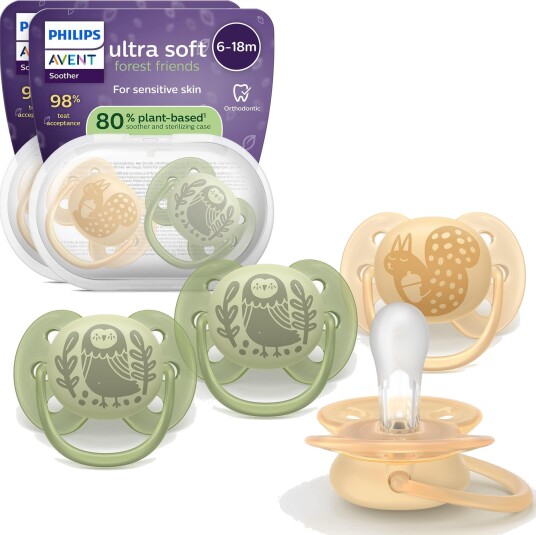 Philips Avent Ultra Soft Smokk 6-18 mnd Grønn/Gul 4 stk Philips Avent Ultra Soft Smokk 6-18 mnd Grønn/Gul 4 stk