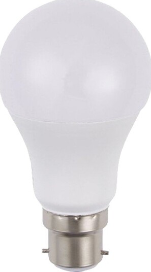 Spl BA22d 10W LED pære 12 60V 810lm A60 opalt glass 3000K Kulør : Varm
