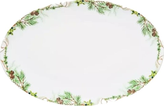 Magnor Nostalgi serveringsfat 38x25 cm hvit/grønn