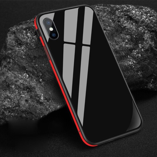 Sulada Tempered Glass TPU Metal cover (iPhone Xr) Rød