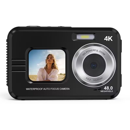 INF Undervannskamera vanntett 48MP/4K/16x zoom/dobbel skjerm/autofokus