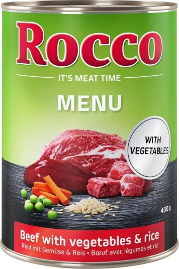 Rocco Våtfôr Meny Storfekjøtt Med Ris & Grønnsaker 6 X 400 G