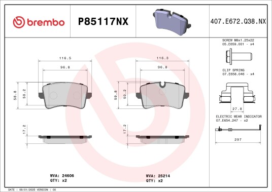 Bremseklosser BREMBO P85117NX Bremseklosser BREMBO P85117NX