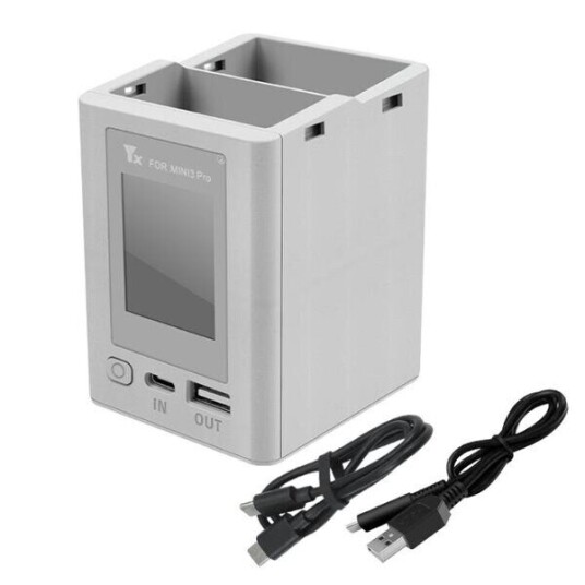 Batterilader for 2 batterier til DJI Mini 4 Pro / Mini 3 Pro / Mini 3 med fargeskjerm Batterilader for 2 batterier til DJI Mini 4 Pro / Mini 3 Pro / Mini 3 med fargeskjerm