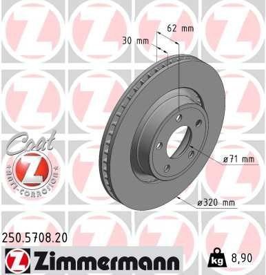 Bremseskive ZIMMERMANN 250.5708.20