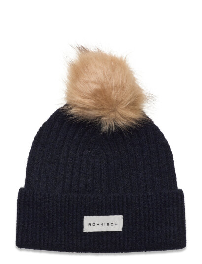 Röhnisch Pom Rib Beanie - Navy - ONE SIZE