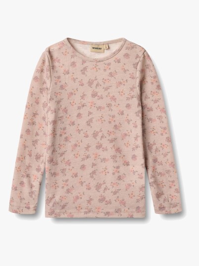 Wheat Wool T Shirt L/S Alfie – lilac flowers 98