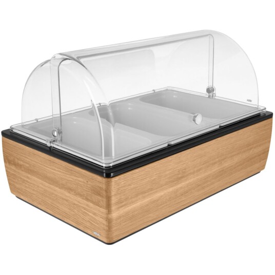 VEGA Buffetsystem komplett Montana eik 10 cm melamin hvit 3 x GN 1/3; Størrelse GN 1/1, 55.4x35.2x29.9 cm (LxBxH); Eik/Transparent/Hvit; Rektangulær