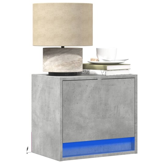  Vegghengte nattbord med LED-lys 2 stk betonggrå 8721102966477