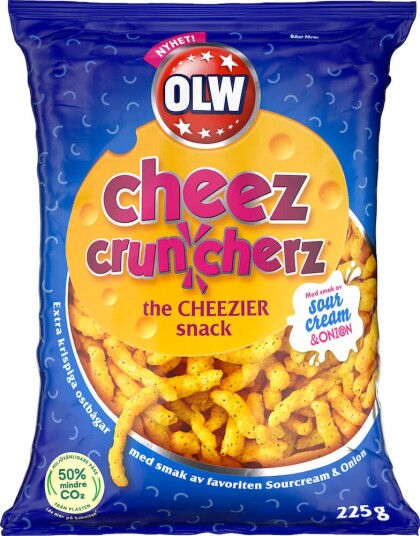 OLW Cheez Cruncherz Sour Cream & Onion 225g OLW Cheez Cruncherz Sour Cream & Onion 225g