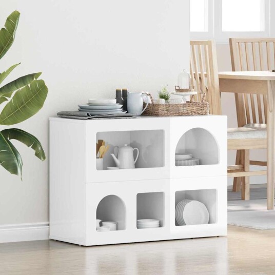  Serviesskap Høyglanset hvit 80,5 x 35 x 59 cm Konstruert tre