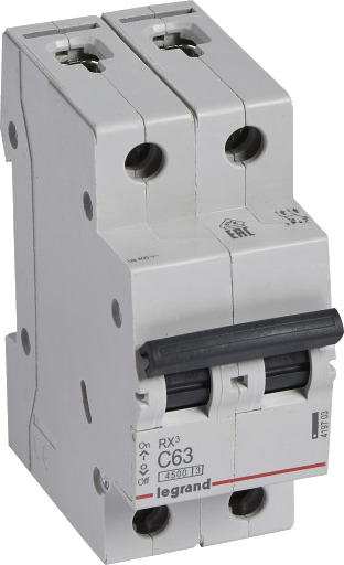 Legrand 6 stk RX³ MCB automatsikring C63 2P 2M 4,5kA